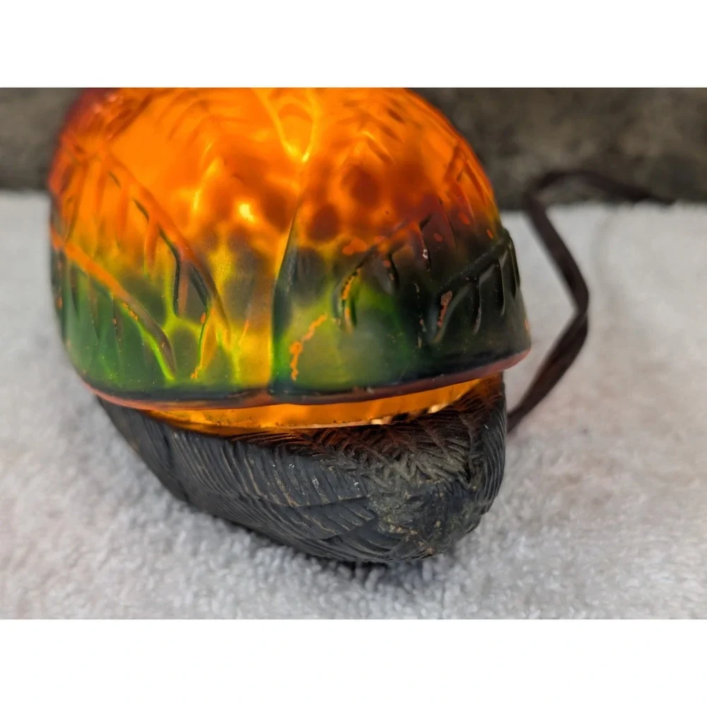 Vintage Mallard Duck Night Lamp Amber Glass Tiffany Style Metal Works